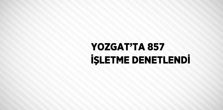 YOZGAT’TA 857 İŞLETME DENETLENDİ