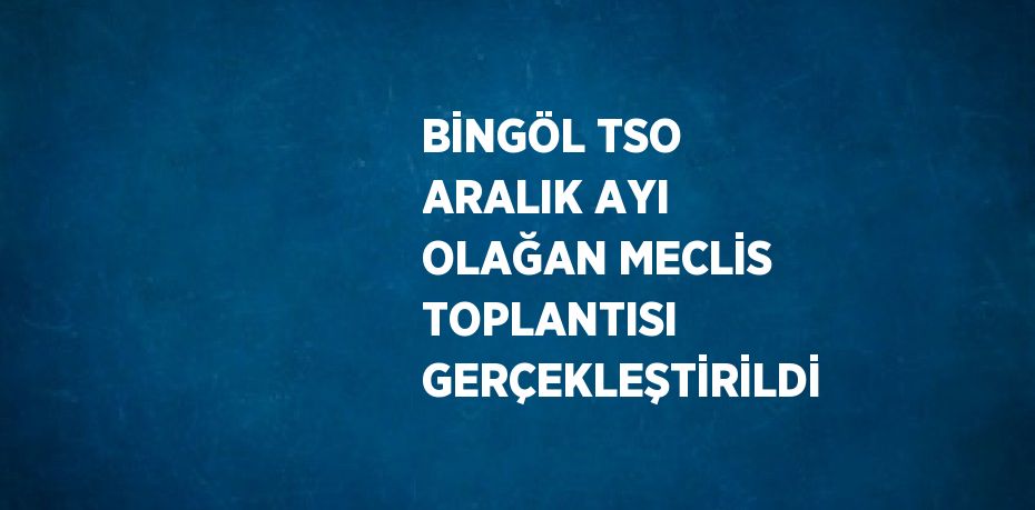 BİNGÖL TSO ARALIK AYI OLAĞAN MECLİS TOPLANTISI GERÇEKLEŞTİRİLDİ