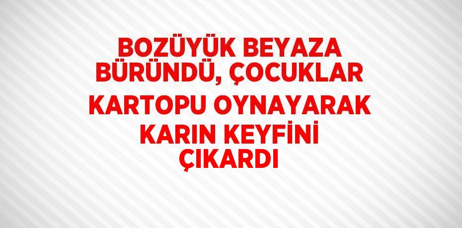 BOZÜYÜK BEYAZA BÜRÜNDÜ, ÇOCUKLAR KARTOPU OYNAYARAK KARIN KEYFİNİ ÇIKARDI