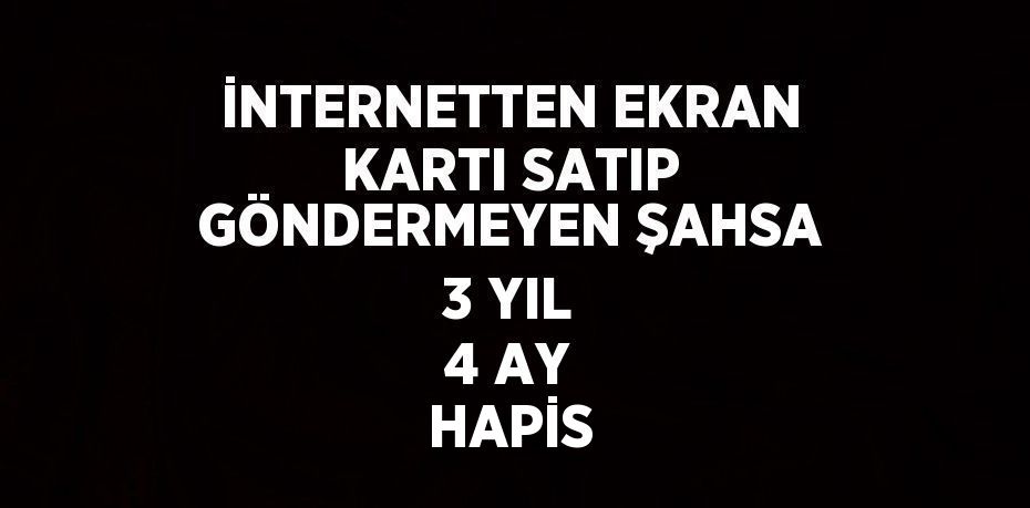 İNTERNETTEN EKRAN KARTI SATIP GÖNDERMEYEN ŞAHSA 3 YIL 4 AY HAPİS