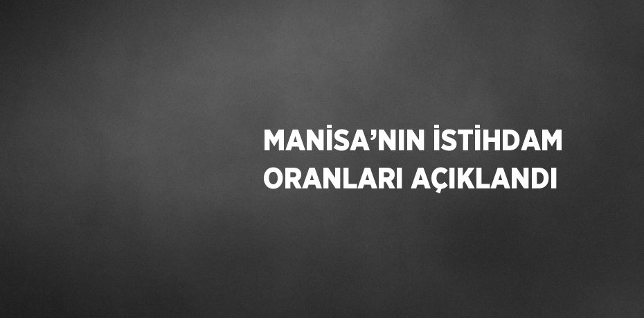 MANİSA’NIN İSTİHDAM ORANLARI AÇIKLANDI