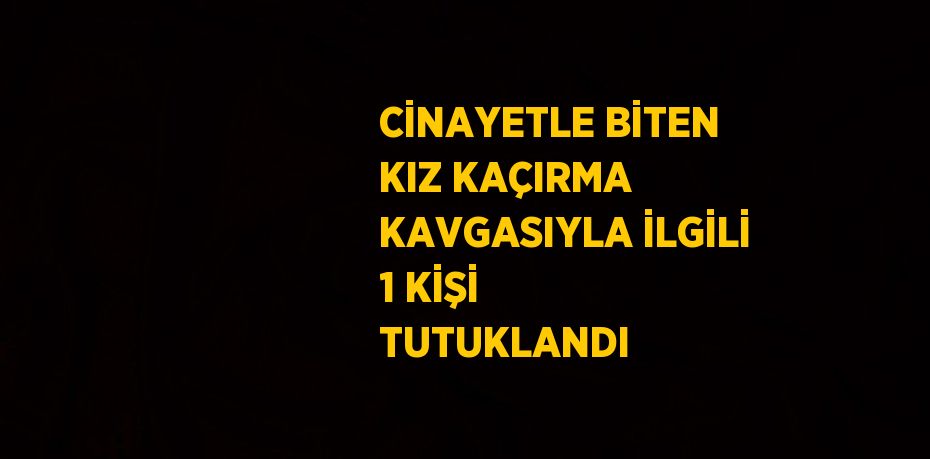 CİNAYETLE BİTEN KIZ KAÇIRMA KAVGASIYLA İLGİLİ 1 KİŞİ TUTUKLANDI