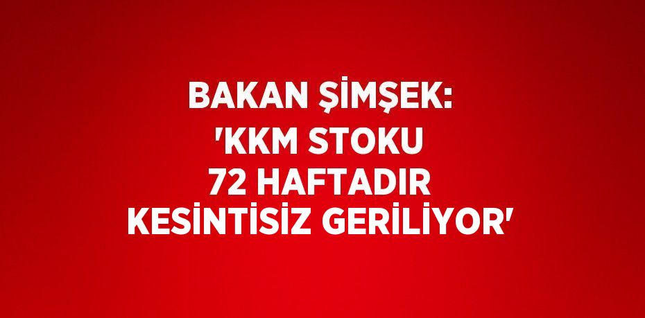 BAKAN ŞİMŞEK: 'KKM STOKU 72 HAFTADIR KESİNTİSİZ GERİLİYOR'