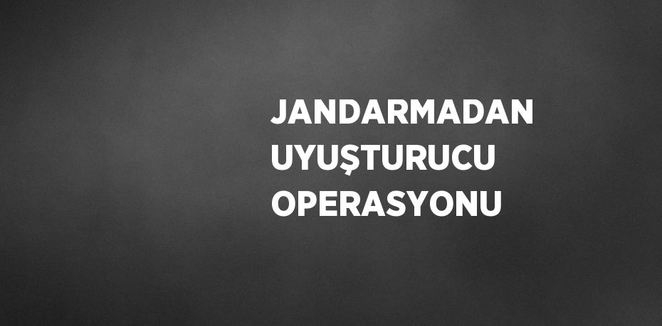 JANDARMADAN UYUŞTURUCU OPERASYONU