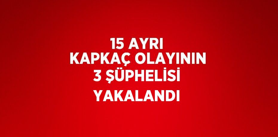 15 AYRI KAPKAÇ OLAYININ 3 ŞÜPHELİSİ YAKALANDI