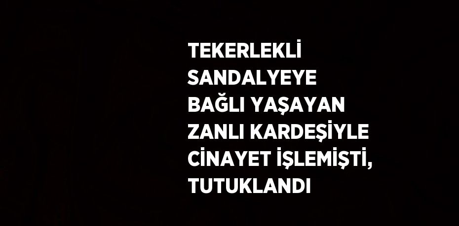 TEKERLEKLİ SANDALYEYE BAĞLI YAŞAYAN ZANLI KARDEŞİYLE CİNAYET İŞLEMİŞTİ, TUTUKLANDI