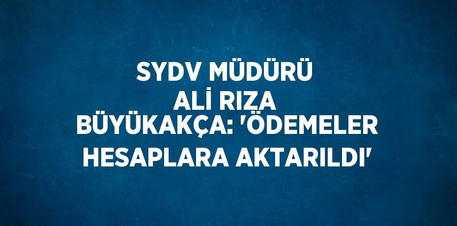 SYDV MÜDÜRÜ ALİ RIZA BÜYÜKAKÇA: 'ÖDEMELER HESAPLARA AKTARILDI'