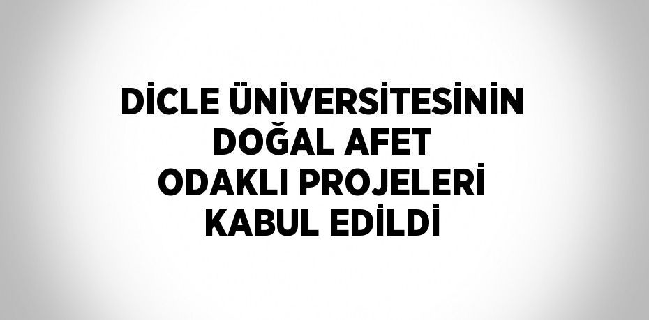 DİCLE ÜNİVERSİTESİNİN DOĞAL AFET ODAKLI PROJELERİ KABUL EDİLDİ