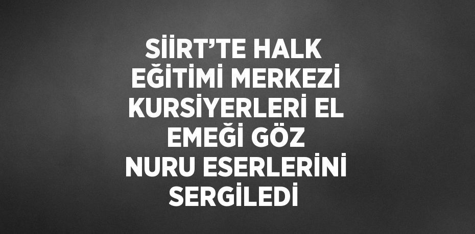 SİİRT’TE HALK EĞİTİMİ MERKEZİ KURSİYERLERİ EL EMEĞİ GÖZ NURU ESERLERİNİ SERGİLEDİ