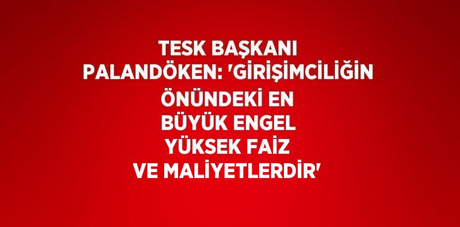 TESK BAŞKANI PALANDÖKEN: 'GİRİŞİMCİLİĞİN ÖNÜNDEKİ EN BÜYÜK ENGEL YÜKSEK FAİZ VE MALİYETLERDİR'