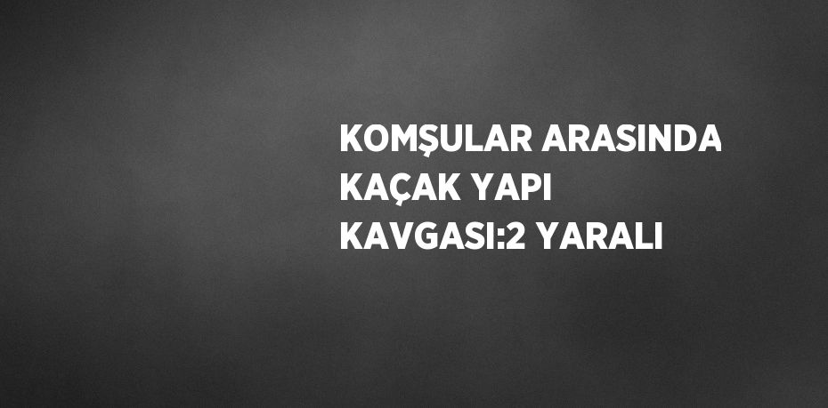 KOMŞULAR ARASINDA KAÇAK YAPI KAVGASI:2 YARALI