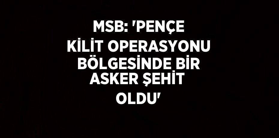 MSB: 'PENÇE KİLİT OPERASYONU BÖLGESİNDE BİR ASKER ŞEHİT OLDU'