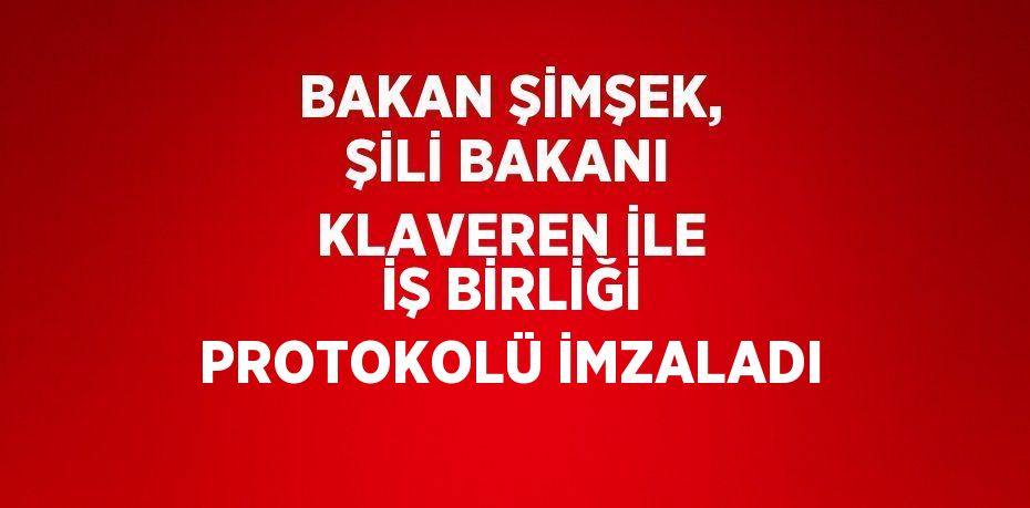 BAKAN ŞİMŞEK, ŞİLİ BAKANI KLAVEREN İLE İŞ BİRLİĞİ PROTOKOLÜ İMZALADI