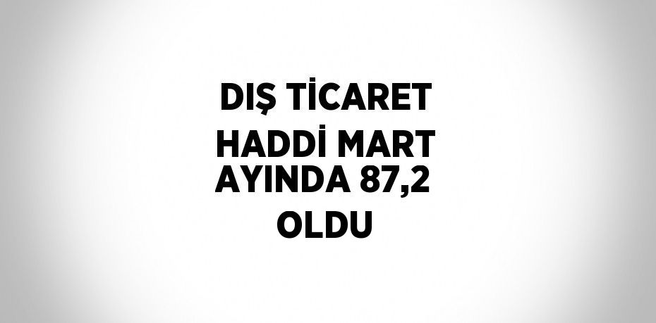 DIŞ TİCARET HADDİ MART AYINDA 87,2 OLDU