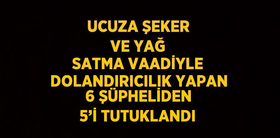 UCUZA ŞEKER VE YAĞ SATMA VAADİYLE DOLANDIRICILIK YAPAN 6 ŞÜPHELİDEN 5’İ TUTUKLANDI