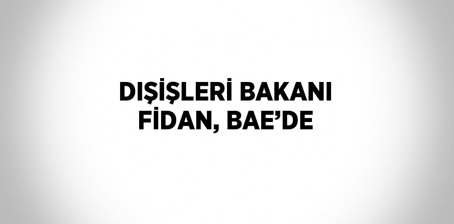 DIŞİŞLERİ BAKANI FİDAN, BAE’DE