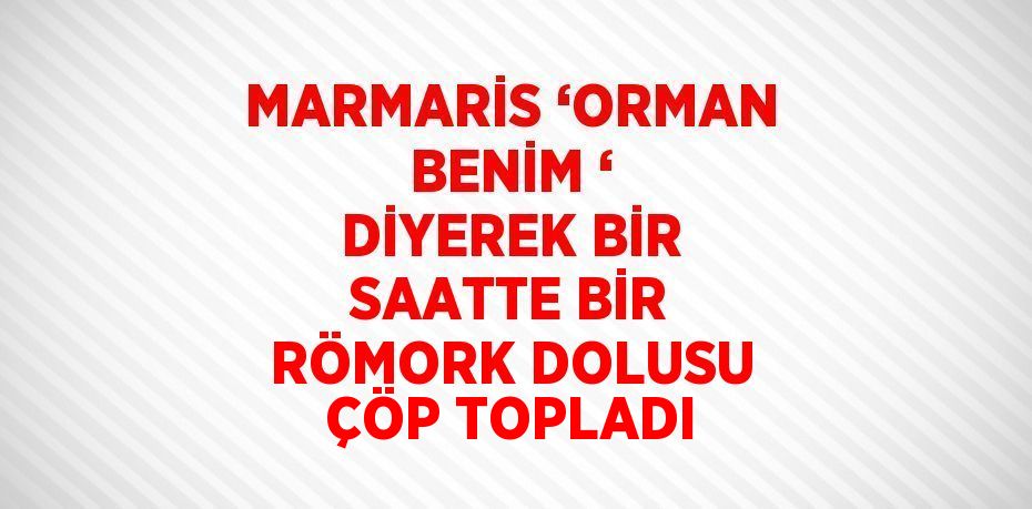 MARMARİS ‘ORMAN BENİM ‘ DİYEREK BİR SAATTE BİR RÖMORK DOLUSU ÇÖP TOPLADI