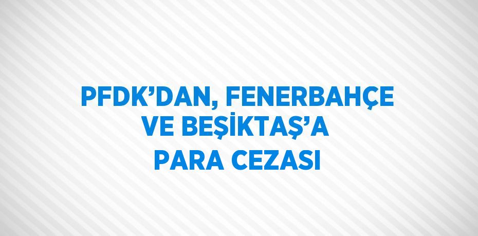 PFDK’DAN, FENERBAHÇE VE BEŞİKTAŞ’A PARA CEZASI