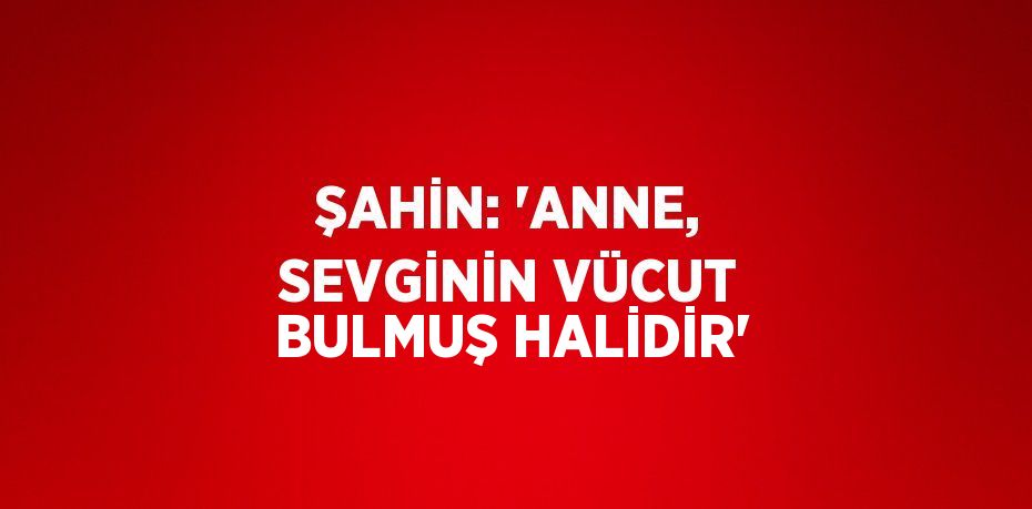 ŞAHİN: 'ANNE, SEVGİNİN VÜCUT BULMUŞ HALİDİR'