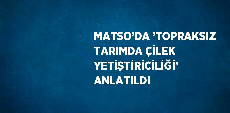 MATSO’DA ’TOPRAKSIZ TARIMDA ÇİLEK YETİŞTİRİCİLİĞİ’ ANLATILDI