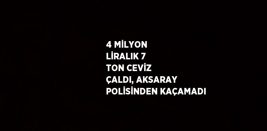 4 MİLYON LİRALIK 7 TON CEVİZ ÇALDI, AKSARAY POLİSİNDEN KAÇAMADI