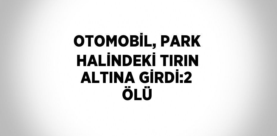 OTOMOBİL, PARK HALİNDEKİ TIRIN ALTINA GİRDİ:2 ÖLÜ