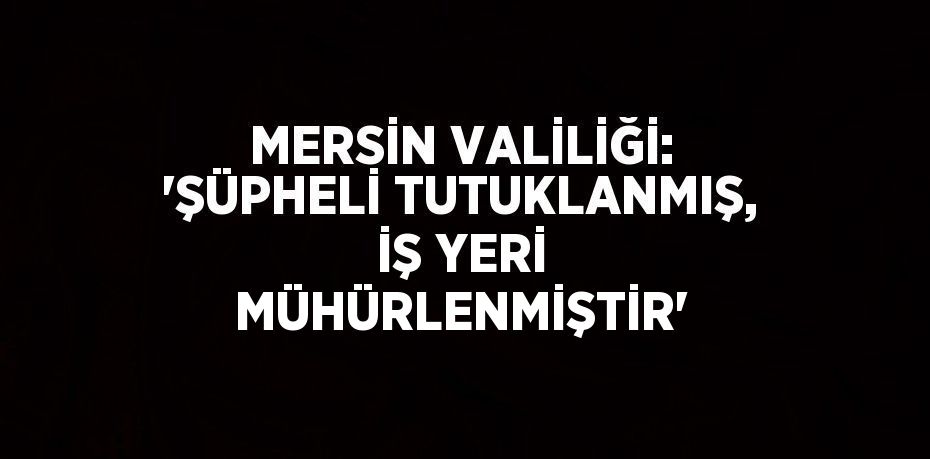 MERSİN VALİLİĞİ: 'ŞÜPHELİ TUTUKLANMIŞ, İŞ YERİ MÜHÜRLENMİŞTİR'