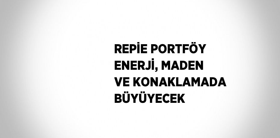 REPİE PORTFÖY ENERJİ, MADEN VE KONAKLAMADA BÜYÜYECEK