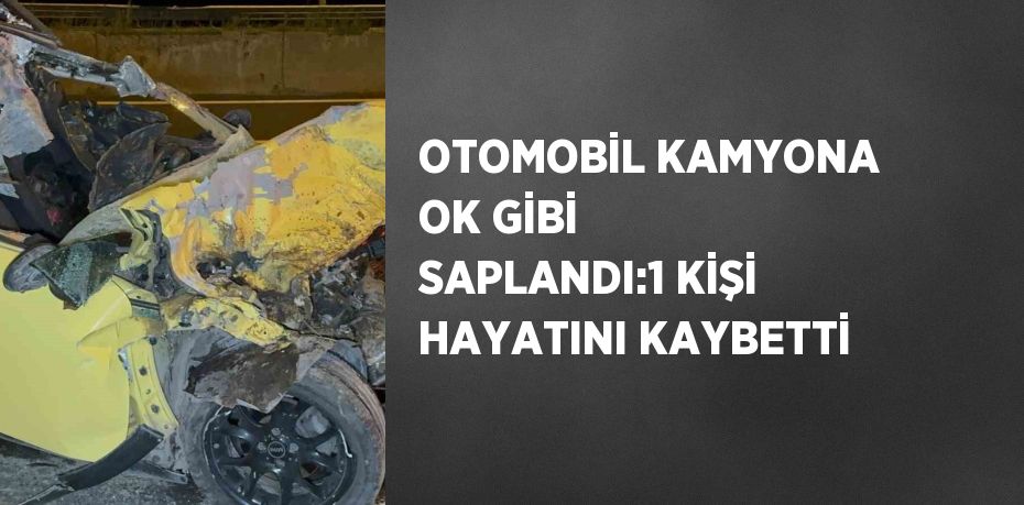 OTOMOBİL KAMYONA OK GİBİ SAPLANDI:1 KİŞİ HAYATINI KAYBETTİ