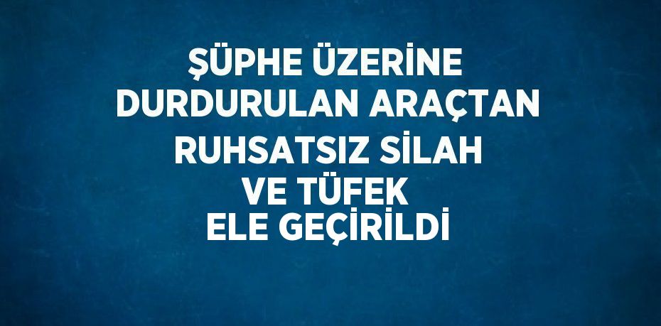 ŞÜPHE ÜZERİNE DURDURULAN ARAÇTAN RUHSATSIZ SİLAH VE TÜFEK ELE GEÇİRİLDİ