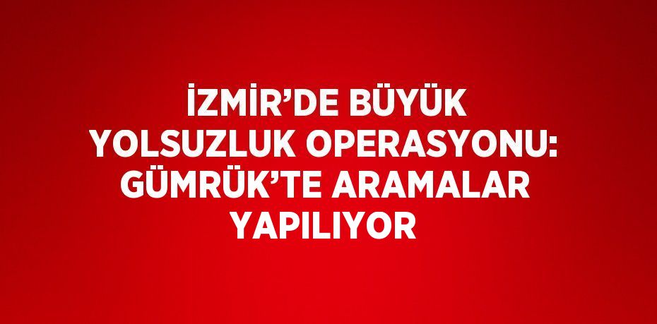 İZMİR’DE BÜYÜK YOLSUZLUK OPERASYONU: GÜMRÜK’TE ARAMALAR YAPILIYOR