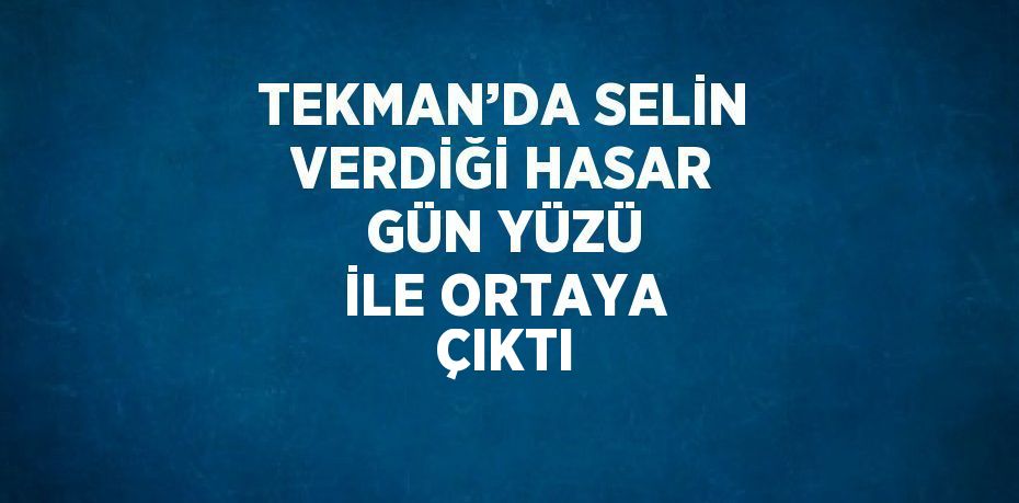 TEKMAN’DA SELİN VERDİĞİ HASAR GÜN YÜZÜ İLE ORTAYA ÇIKTI