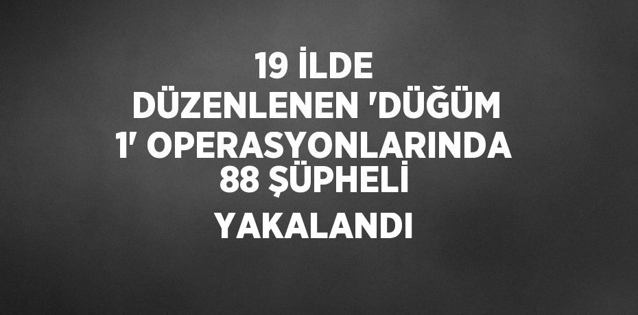 19 İLDE DÜZENLENEN 'DÜĞÜM 1' OPERASYONLARINDA 88 ŞÜPHELİ YAKALANDI