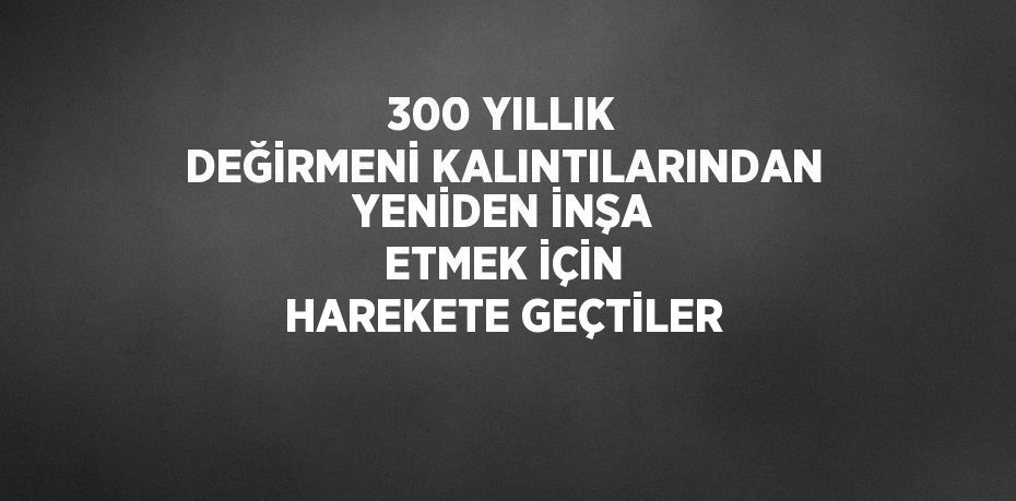 300 YILLIK DEĞİRMENİ KALINTILARINDAN YENİDEN İNŞA ETMEK İÇİN HAREKETE GEÇTİLER