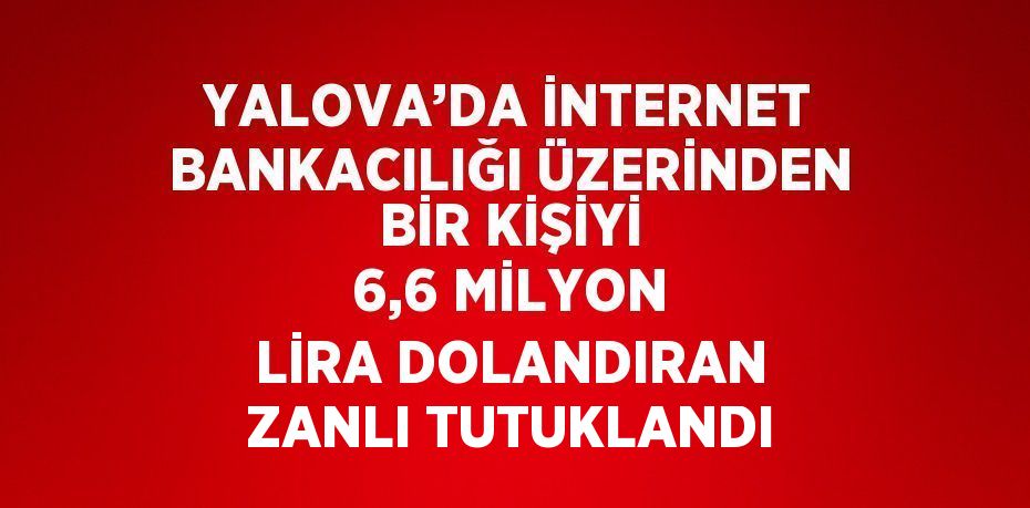 YALOVA’DA İNTERNET BANKACILIĞI ÜZERİNDEN BİR KİŞİYİ 6,6 MİLYON LİRA DOLANDIRAN ZANLI TUTUKLANDI