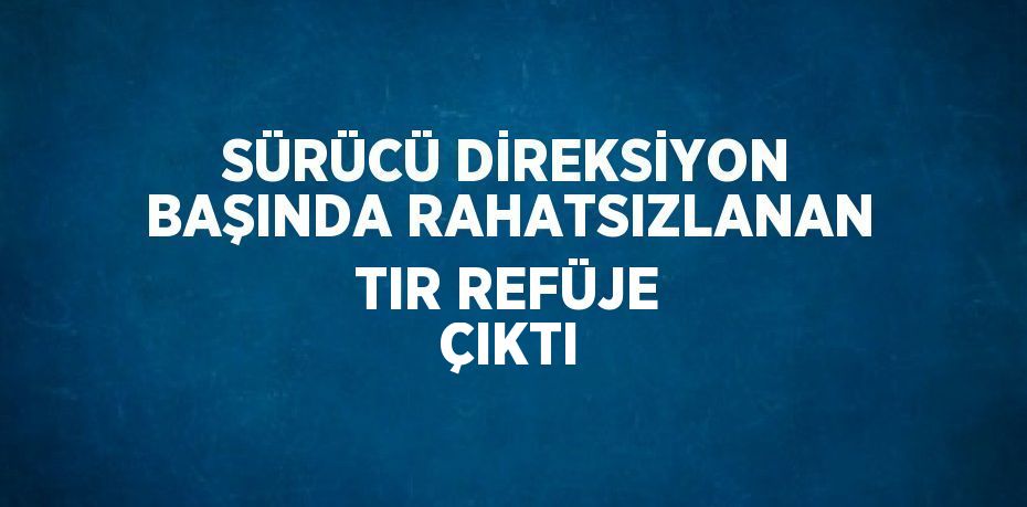 SÜRÜCÜ DİREKSİYON BAŞINDA RAHATSIZLANAN TIR REFÜJE ÇIKTI