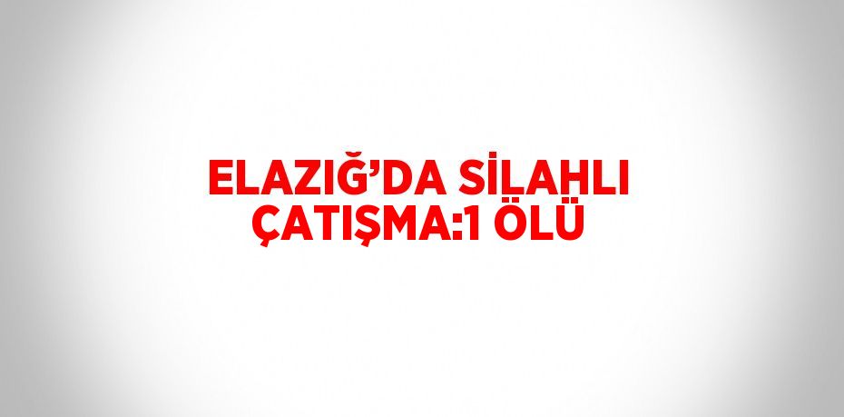 ELAZIĞ’DA SİLAHLI ÇATIŞMA:1 ÖLÜ