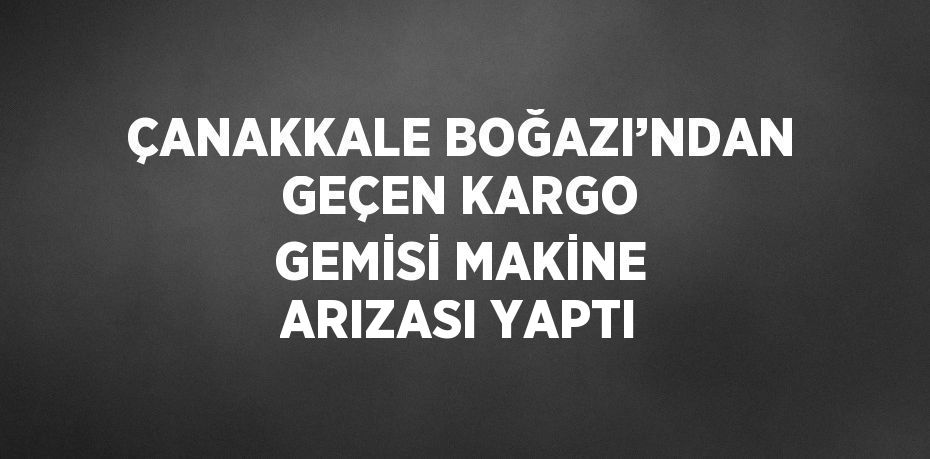 ÇANAKKALE BOĞAZI’NDAN GEÇEN KARGO GEMİSİ MAKİNE ARIZASI YAPTI