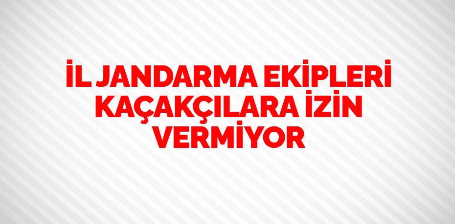 İL JANDARMA EKİPLERİ KAÇAKÇILARA İZİN VERMİYOR