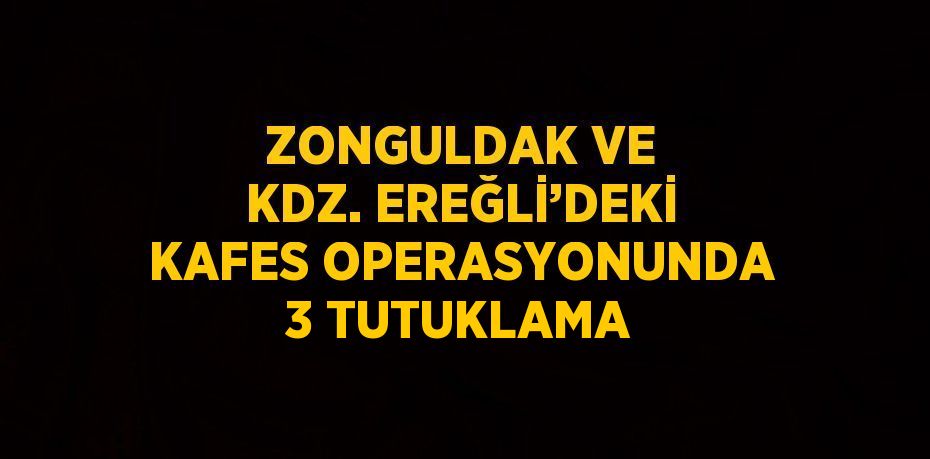 ZONGULDAK VE KDZ. EREĞLİ’DEKİ KAFES OPERASYONUNDA 3 TUTUKLAMA