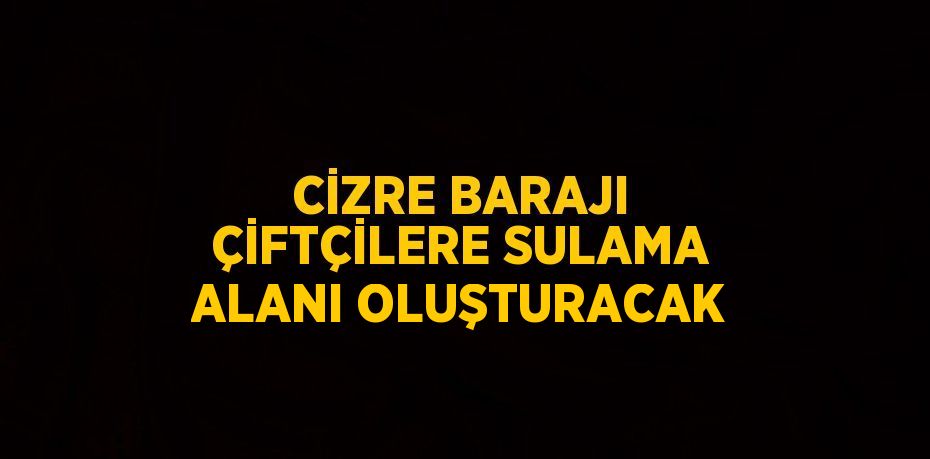 CİZRE BARAJI ÇİFTÇİLERE SULAMA ALANI OLUŞTURACAK