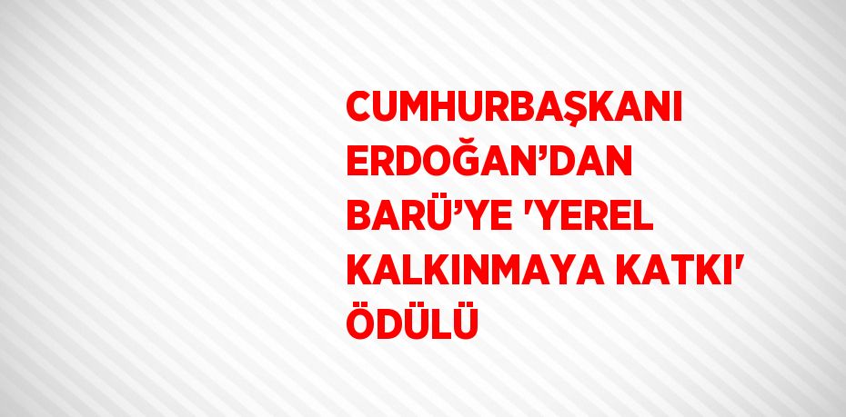 CUMHURBAŞKANI ERDOĞAN’DAN BARÜ’YE 'YEREL KALKINMAYA KATKI' ÖDÜLÜ