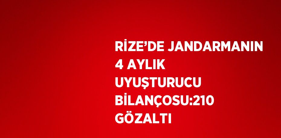 RİZE’DE JANDARMANIN 4 AYLIK UYUŞTURUCU BİLANÇOSU:210 GÖZALTI