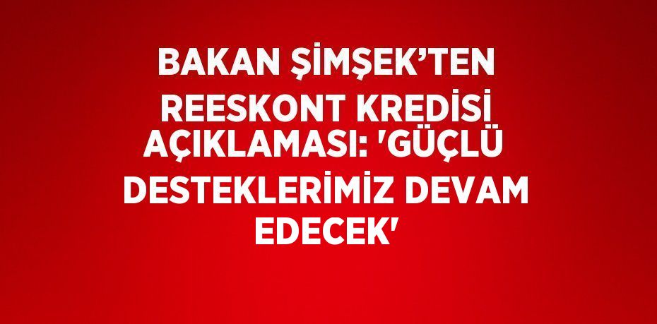 BAKAN ŞİMŞEK’TEN REESKONT KREDİSİ AÇIKLAMASI: 'GÜÇLÜ DESTEKLERİMİZ DEVAM EDECEK'