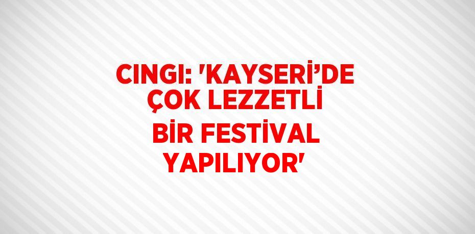 CINGI: 'KAYSERİ’DE ÇOK LEZZETLİ BİR FESTİVAL YAPILIYOR'