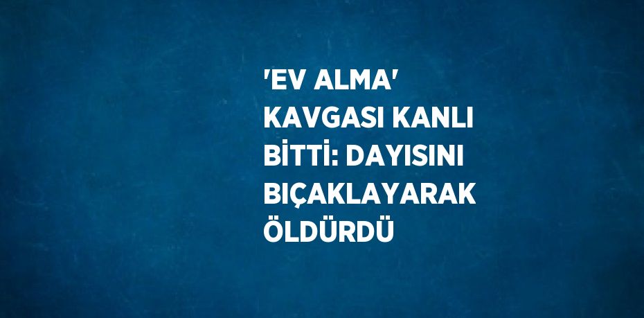 'EV ALMA' KAVGASI KANLI BİTTİ: DAYISINI BIÇAKLAYARAK ÖLDÜRDÜ