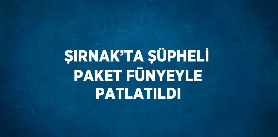 ŞIRNAK’TA ŞÜPHELİ PAKET FÜNYEYLE PATLATILDI