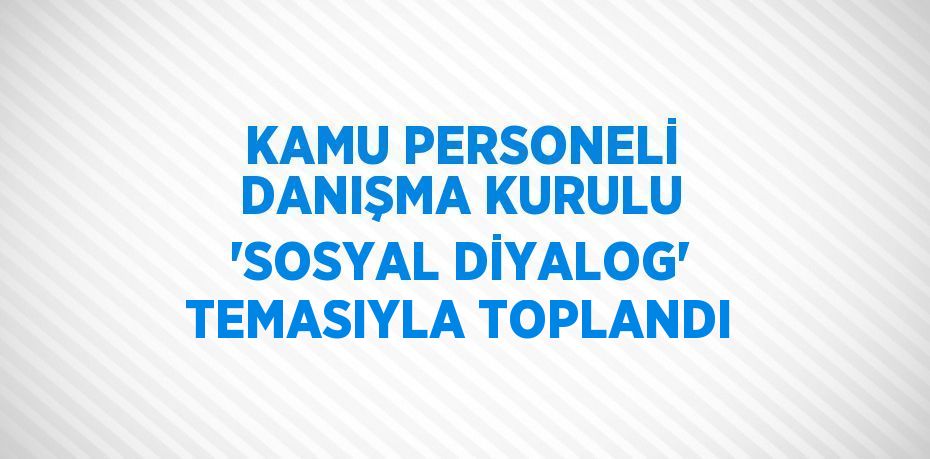 KAMU PERSONELİ DANIŞMA KURULU 'SOSYAL DİYALOG' TEMASIYLA TOPLANDI