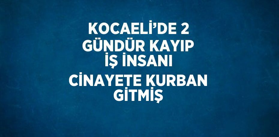 KOCAELİ’DE 2 GÜNDÜR KAYIP İŞ İNSANI CİNAYETE KURBAN GİTMİŞ