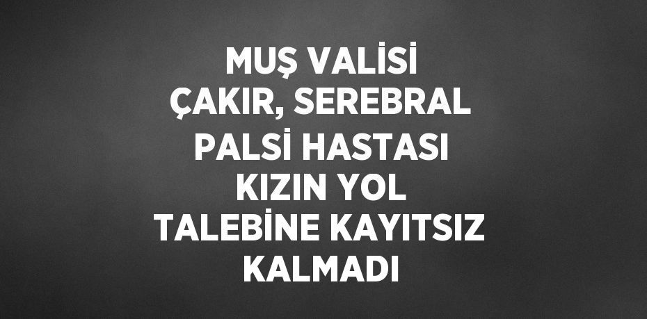 MUŞ VALİSİ ÇAKIR, SEREBRAL PALSİ HASTASI KIZIN YOL TALEBİNE KAYITSIZ KALMADI